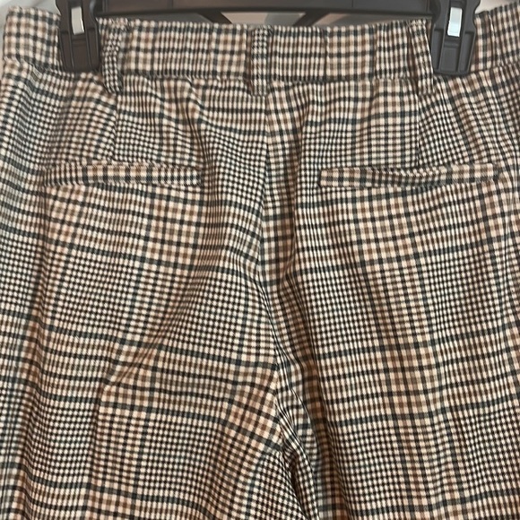 ZARA TRF HI-RISE BUTTON FLY PLAID TROUSERS BLACK/BROWN SIZE SMALL - Picture 7 of 9